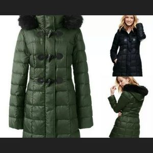 Lands End Hooded Green Winter Parka. Size medium